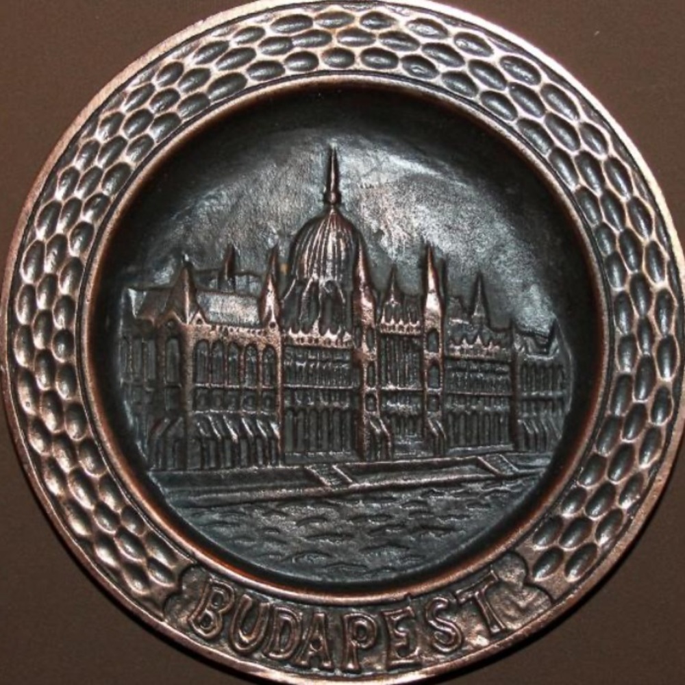Vintage Budapest Hungary copper wall hanging plate